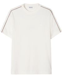 Burberry - Cotton Check-Piping Slim T-Shirt - Lyst