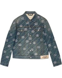 Gucci - Crystal Embellished Denim Jacket - Lyst