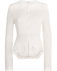 Erdem - Cotton Crochet Peplum Cardigan - Lyst