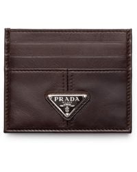 Prada - Leather Triangle Card Holder - Lyst