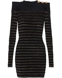 Balmain - Striped Sweater Dress - Lyst