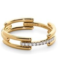 Monica Vinader - Vermeil And Diamond Pavé Signature Link Ring - Lyst