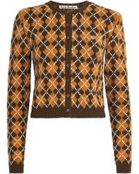 Acne Studios - Organic Cotton-Blend Argyle Cardigan - Lyst