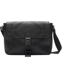 Burberry - Small Leather Check-Embossed Messenger Bag​ - Lyst