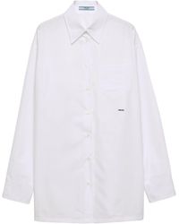 Prada - Embroidered-Logo Poplin Shirt - Lyst