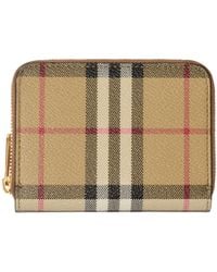 Burberry - Check Zip Card Holder - Lyst