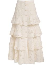 Sandro - Guipure Floral Midi Skirt - Lyst