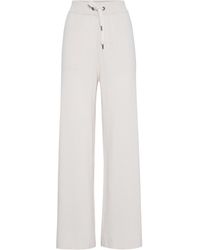 Brunello Cucinelli - Virgin Wool, Cashmere And Silk Knit Trousers - Lyst