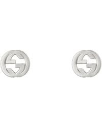 Gucci - Silver Interlocking G Sterling Stud Earrings - Lyst