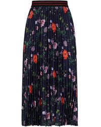 Ted Baker Luish Hedgerow Floral Print Pleated Midi Skirt - Blue