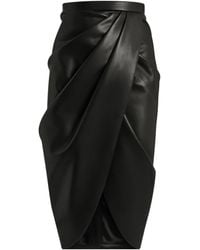 Balmain - Lambskin Draped Midi Skirt - Lyst