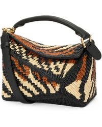 Loewe - X Paula's Ibiza Small Raffia Puzzle Edge Top-Handle Bag - Lyst