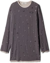 Miu Miu - Silk Embellished T-Shirt Mini Dress - Lyst
