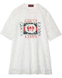Gucci - Cotton-lace Logo T-shirt - Lyst
