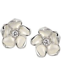 Shaun Leane - Large Sterling Silver And Diamond Cherry Blossom Flower Earrings - Lyst