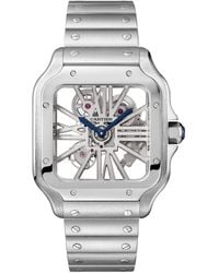 Cartier - Large Steel Santos De Skeleton Watch 39.8mm - Lyst