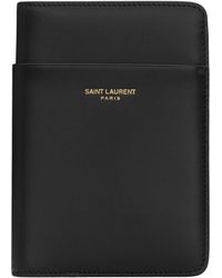 Saint Laurent - Leather Logo Passport Holder - Lyst