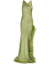 LAPOINTE - Satin Feather-trim Gown - Lyst