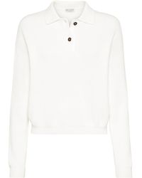 Brunello Cucinelli - English Rib-Knit Polo Sweater - Lyst