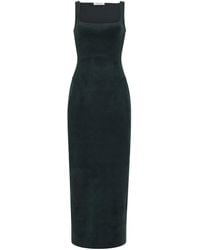 Alaïa - Velvet Square-Neck Midi Dress - Lyst