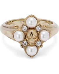 McQueen - Embellished Skull Ring - Lyst