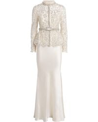 Self-Portrait - Satin Sequin-Embellished Gown - Lyst