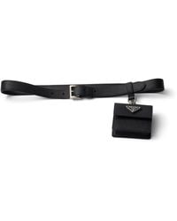 Prada - Saffiano Leather Belt With Pouch - Lyst
