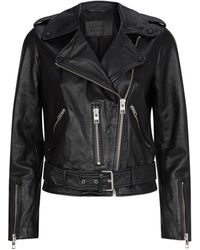 AllSaints Leather Balfern Biker Jacket - Black
