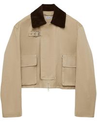 Loewe - Cotton-Suede Cropped Parka - Lyst