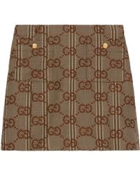 Gucci - Wool Jumbo Gg Mini Skirt - Lyst