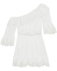 Saint Laurent - Cotton One-Shoulder Mini Dress - Lyst