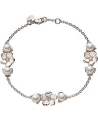 Shaun Leane - Sterling Silver, Diamond And Pearl Cherry Blossom 3 Flower Bracelet - Lyst