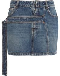 Jean Paul Gaultier - Denim Strap-Detail Mini Skirt - Lyst