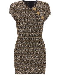 Balmain - Tweed Button-trim Mini Dress - Lyst
