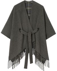 Burberry - Wool Fringed Cape - Lyst