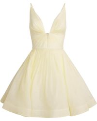 Zimmermann - Linen-Silk Plunge Mini Dress - Lyst