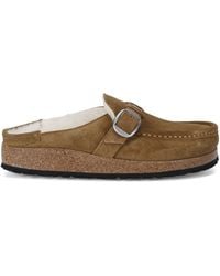 Birkenstock - Suede Buckley Shearling Mules - Lyst
