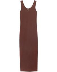 Prada - Cotton Ribbed Midi Dress - Lyst