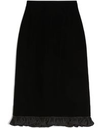 Valentino - Velvet Ruffled Pencil Skirt - Lyst