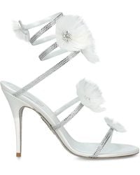 Rene Caovilla - Embellished Flower Wrap Heeled Sandals 105 - Lyst