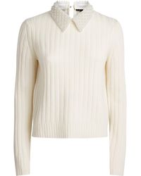Maje - Wool-Blend Pearl-Collar Sweater - Lyst