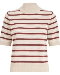 Brunello Cucinelli - Wool-Cashmere-Silk Stripe Top - Lyst