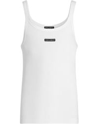 Dolce & Gabbana - Cotton Ribbed Logo Tank Top - Lyst
