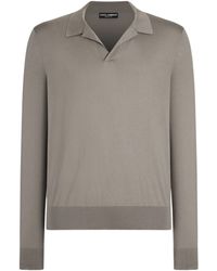 Dolce & Gabbana - Silk Long-Sleeve Polo Shirt - Lyst
