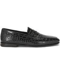 Santoni - Crocodile Carlos Penny Loafers - Lyst