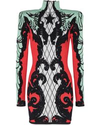 Balmain - Baroque Print Mini Dress - Lyst