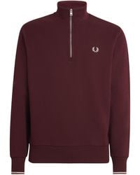 Fred Perry - Cotton Half-Zip Sweatshirt - Lyst