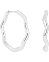 Astrid & Miyu - Rhodium-Plated Sterling Ripple Hoop Earrings - Lyst