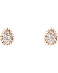 Boucheron - Extra Small Rose And Diamond Serpent Bohème Motif Earrings - Lyst
