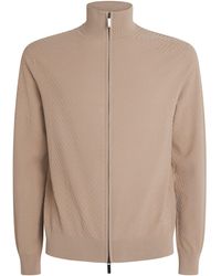 Emporio Armani - Icon Chevron Zip Cardigan - Lyst